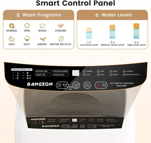 Vista 4 de BANGSON 1.08 Cu.Ft Portable Washing Machine for Apartments, White