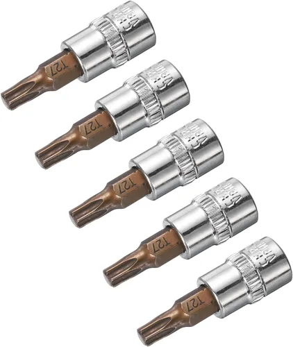 Vista 13 de uxcell 5 unidades de 1/4 pulgadas x T8 Torx Bit Socket, S2 brocas de acero CR-V Sockets 1.496 in Longitud Uso con llave de trinquete, barra