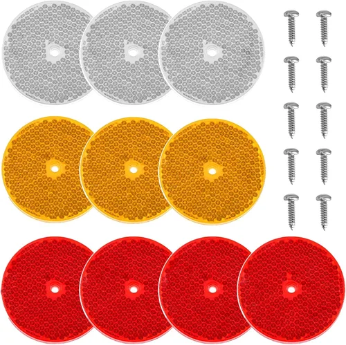 Vista 14 de smseace Paquete de 16 reflectores de seguridad rojos/blancos autoadhesivos para remolque, reflector de automóvil, reflectores para entrada