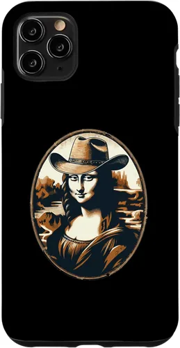 Vista 11 de Funda divertida para iPhone 15 Mona Lisa Cowgirl - Sombrero de vaquero Mona Lisa
