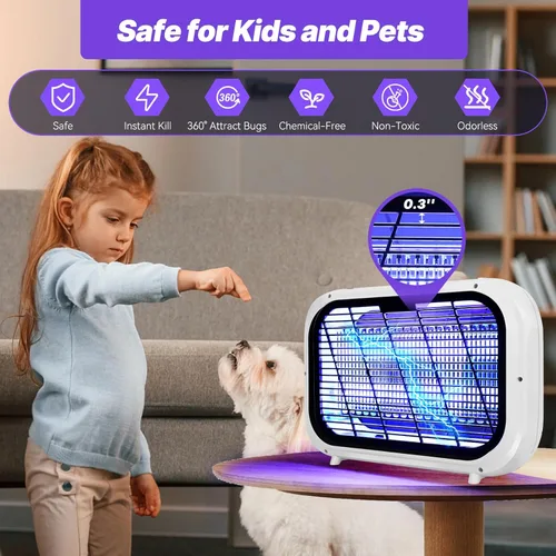 Vista 5 de Enchufe para exterminador de insectos para interiores, matamoscas eléctrico para mosquitos, potente lámpara repelente de mosquitos de insectos