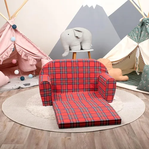 Vista 38 de Delsit Sofá infantil para niños pequeños – Sofá convertible de espuma 2 en 1 a tumbona, cómoda silla abatible para niños, fabricada en Europa