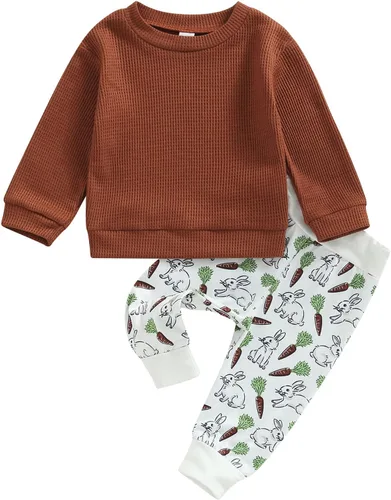 Sasaerucure Conjunto de 2 piezas de sudadera de calabaza y pantalones de manga larga para bebés y niños pequeños para Halloween