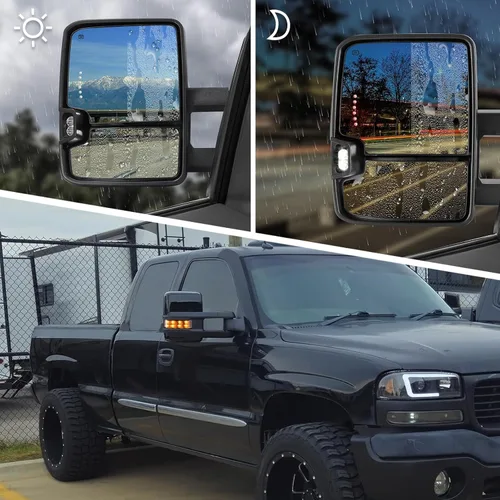 Vista 6 de Espejo de remolque para Silverado Sierra - Compatible con 2003-2007 Chevy Silverado GMC Sierra, espejos de remolque con vidrio ajustado