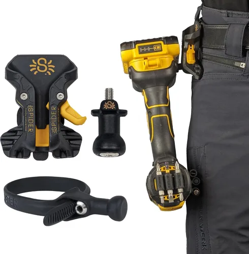 Spider Funda para herramientas – Funda Pro Tool + un agarre de herramienta + un pasador de conductor – Soporte para múltiples herramientas mejorado,