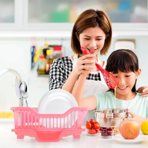 Vista 5 de Abaodam 1 juego de escurridor de platos con diseño de drenaje para cocina, capacidad de almacenamiento, cesta de platos para el hogar, restaurante