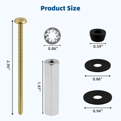 Vista 7 de Tornillos universales de latón macizo para asiento de inodoro, 2 piezas de pernos de metal para asiento de inodoro, pernos de piso de inodoro