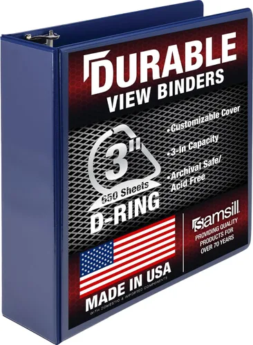 Vista 114 de Samsill - Carpeta duradera de 5 pulgadas, fabricada en los Estados Unidos, con anillos en D, transparente y personalizable, color blanco