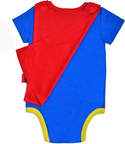 Vista 4 de WARNER BROS Superman Boy's Short Sleeve Creeper with Cap, Superhero for Baby, Blue