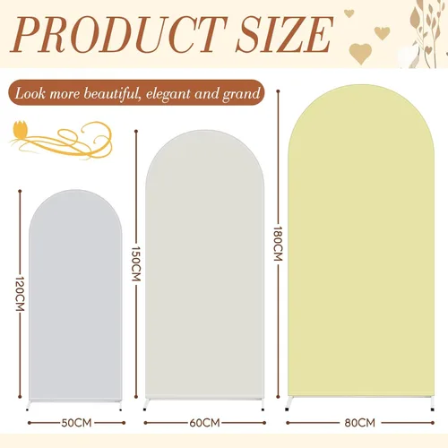 Vista 28 de VitalCozy Juego de 3 Cubiertas para Arco de Boda de 4/5/6 pies, Cubierta de Telón de Fondo de Arco de Tela de Doble Cara de Spandex Ajustado