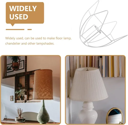 Vista 7 de Housoutil Marco de pantalla de lámpara, juego de anillos E27, cúpula de hierro, pantalla de alambre, anillo de tambor, jaula de luz, pantalla