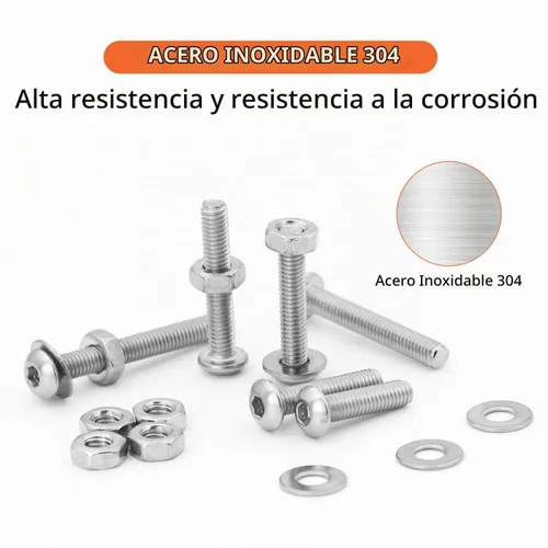 Vista 4 de 630 piezas M3 x 4/5/6/8/10/12/14/16/18/20/0.984 in, tornillos y tuercas de cabeza de botón, arandelas planas, kit surtido de tornillos y tuercas
