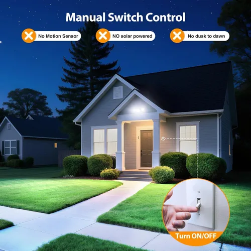 Vista 6 de Onforu Luces de inundación de 75 W para exteriores, luces de seguridad de 7000 lm de brillo, controladas por interruptor, con 3 cabezales Blanco