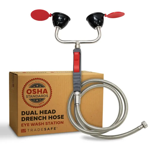 TRADESAFE Estación de lavado de ojos de emergencia: estación de lavado de ojos de mano aprobada por OSHA, estación de lavado de ojos con manguera de