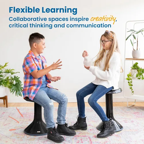 Vista 5 de ECR4Kids ACE Active Core Engagement Taburete Tambaleante, Altura del Asiento de 18 Pulgadas, Asientos Flexibles, Negro