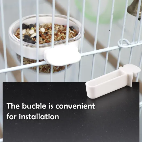 Vista 4 de Tazón transparente desmontable para pájaros pequeños, 6 unidades, taza de plástico para alimentos, pinzón canario, práctico alimentador de agua