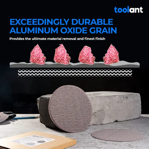 Vista 5 de toolant Lijadora de malla abrasiva de 9 pulgadas para paneles de yeso (grano 80 - 10 unidades), disco de lijado de gancho y bucle sin polvo
