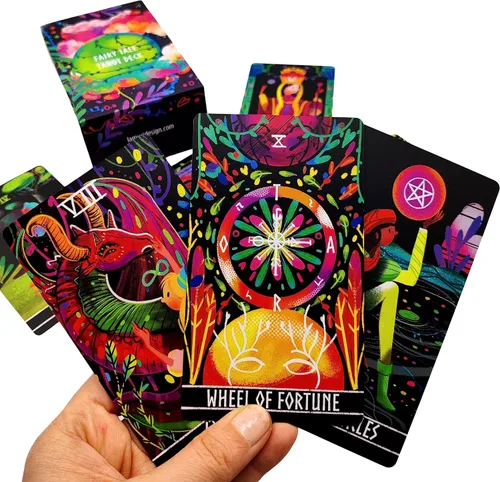 Vista 2 de La Muci Baraja de tarot de cuento de hadas con guía – Juego de 78 cartas con arcanos mayores y menores, diseño floral, ideal para principiantes