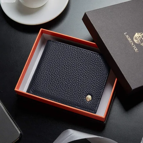 Vista 2 de LAORENTOU Men's Wallets Genuine Leather Mens Bifold Wallets with Zipper Coin Pocket Casual Men Purse Slim Wallet