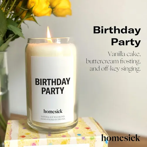 Vista 2 de Velas perfumadas Homesick para el hogar (Fiesta de Cumpleaños) - Velas de regalo en tarro de mezcla de cera de soja natural de larga duración