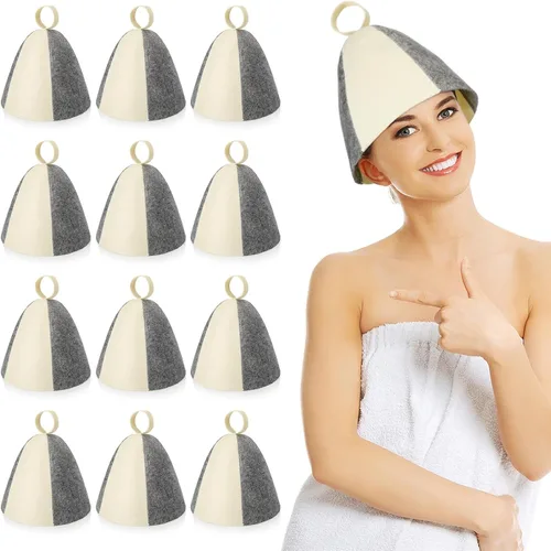 Jiuguva Sombreros de sauna de lana, sombreros rusos para sauna, sombreros de sauna para mujeres, accesorios de ducha de sauna