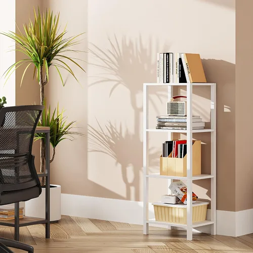 Vista 19 de TUTOTAK Estantería para libros de 4 niveles, estantería estrecha para espacios pequeños, estantería apilable de bricolaje, para sala de estar Negro