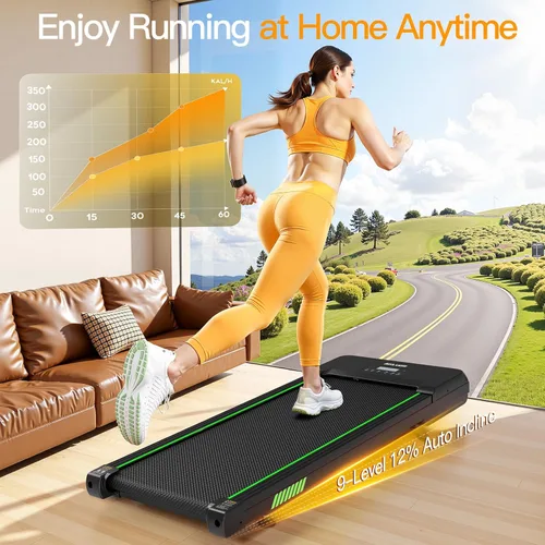 Vista 3 de Akluer Walking Pad with 12% Auto Incline, Under Desk Treadmills for Home and Office, Portable Treadmill with Smart App Scenic Routes & Bluetooth