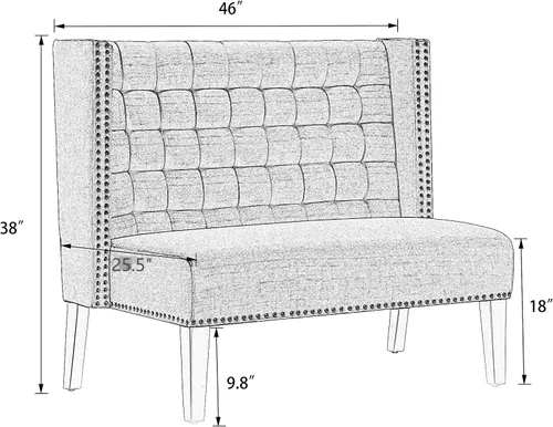 Vista 8 de Sofá de dos plazas pequeño y moderno de 46 pulgadas, sofá de 2 plazas, sofá de dos plazas, banco de comedor con ribete de cabeza de clavos, sofás
