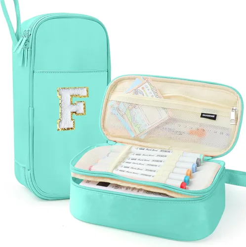 Vista 91 de Estuche Grande para Lápices, Bolsa de Lápices de Gran Capacidad, Bolsa de Lápices Personalizada con Inicial con Cremallera Suave, Múltiples