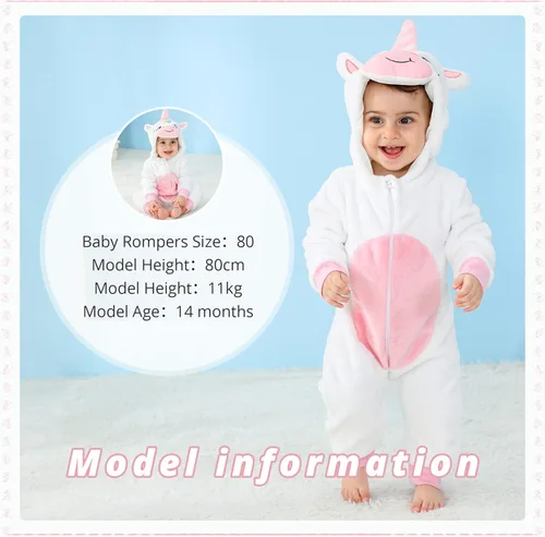 Vista 7 de MICHLEY - Overol unisex para bebé, mameluco estilo animal, con capucha, de franela, cosplay, para invierno u otoño
