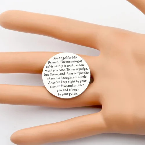 Vista 7 de TIIMG Ángel de la guarda Ángulo de moneda, regalo de protección, regalo inspirador para mejor amigo