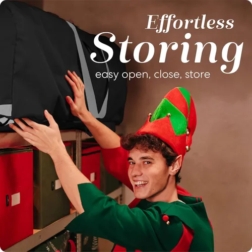 Vista 7 de Bolsa de almacenamiento para árbol rodante Handy Laundry - Para árbol de Navidad artificial de 9 pies. Bolsa con cierre, asas de transporte y ruedas