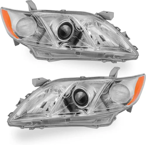 Vista 23 de oEdRo Conjunto de faros delanteros compatible con faros delanteros Accord 2003-2007, faro con carcasa cromada, reflectores ámbar, luces delanteras