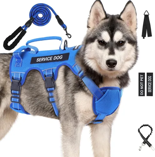 Vista 11 de Arnés para perro a prueba de escape para perros grandes y medianos de seis puntos ajustable, juego de arnés y correa de chaleco para perro