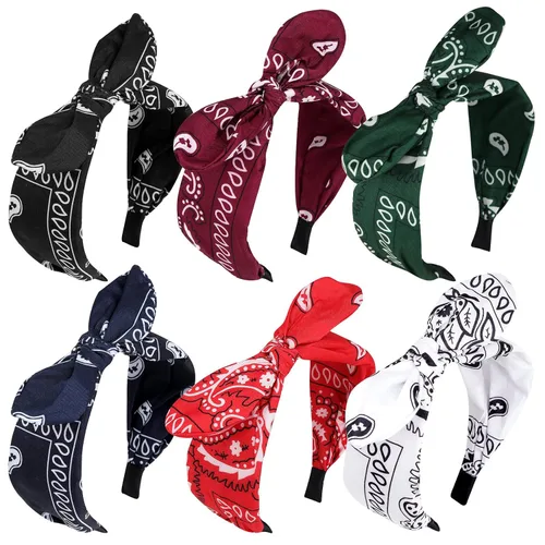 Vista 12 de Jaciya Bandanas con lazo para mujer, diadema con orejas de conejo, diadema con lazo para niñas, accesorios para el cabello