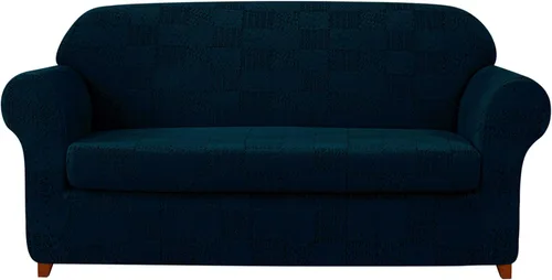 Vista 23 de SUBRTEX Fundas para sofá de 2 piezas, diseño de damasco jacquard de 3 plazas con cojín de asiento, fundas elásticas para sofá, protector de muebles