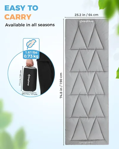 Vista 4 de KingCamp Cot Mattress Pad, Portable Lightweight Cot Mattress, Non-Slip Camping Mat Soft Comfortable Non-Slip Cot Pad for Camp, RV Bunk