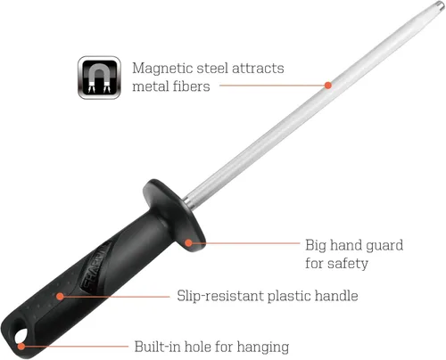 Vista 2 de SHARPAL 117N Chaira Afiladora Profesional de Acero para Cuchillos de Cocina Barra Afiladora Restaura el Filo Rápidamente (10 Pulgadas)