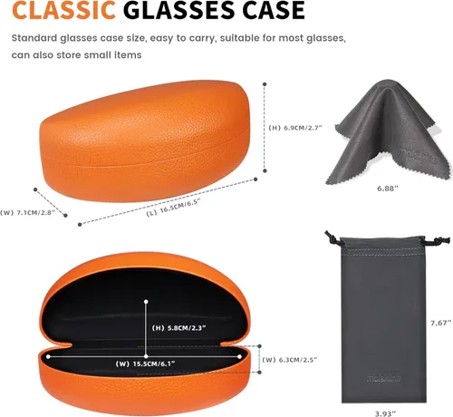 Vista 3 de molshine Funda rígida para gafas de sol funda clásica grande para lentes de sol lentes con paño de limpieza bolsa