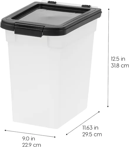 Vista 2 de IRIS USA Contenedor hermético de almacenamiento de alimentos para perros, hasta 10 libras cada uno, paquete de 2, para perros, gatos, pájaros y Negro