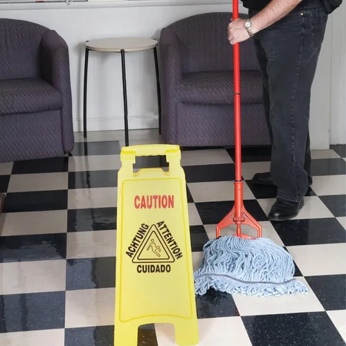 Vista 5 de Paquete de 3 cabezales de repuesto para fregona comercial, de algodón resistente, color azul, reutilizables, para uso residencial industrial