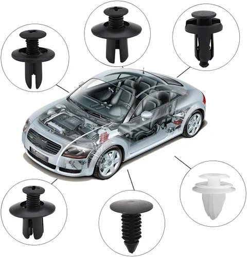 Vista 6 de AUCELI 100 clips de retención de parachoques de automóvil, kit de clips de remache de plástico para automóviles, 6 tamaños de remaches de empuje