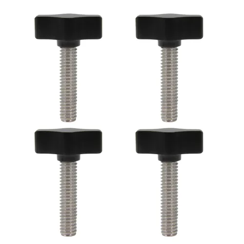 Vista 13 de Zeberoxyz 4pcs 1/4"-20 x 1 Tornillos de pulgar de acero inoxidable con perilla de aluminio negro rosca/rosca estándar/gruesa rosca-longitud: 1