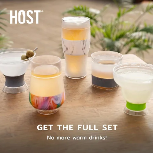 Vista 5 de HOST Freeze - Tazas de enfriamiento aisladas para Martini, juego de 2 vasos de cóctel de plástico con gel congelador de doble pared sin tallo, 9 oz