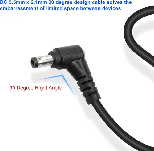 Vista 3 de GINTOOYUN 2 cables de extensión de alimentación CC de 0.217 in x 0.083 in, adaptador de ángulo recto de 90 grados macho a macho para adaptador