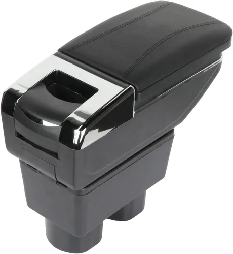 SCITOO Cubierta de piel para consola central con reposabrazos color negro automático con caja de consola de repuesto para Nissan Versa 2007-2011