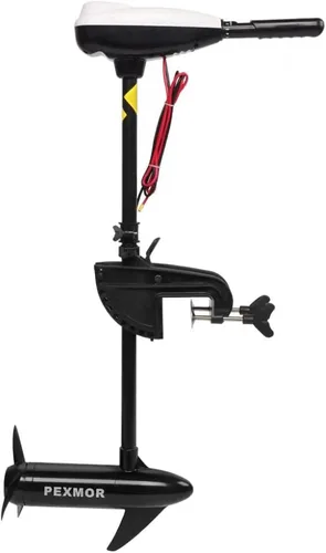 PEXMOR Motor de arrastre eléctrico de 8 velocidades, motor eléctrico fuera de borda para barco con mango ajustable e indicador LED, montado
