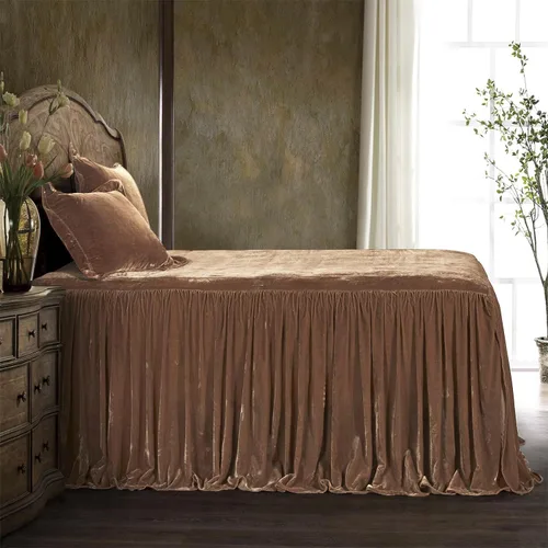 Vista 20 de HiEnd Accents Stella - Juego de colcha de terciopelo de seda sintética de 2 piezas con funda de almohada, tamaño individual, color marrón cobrizo