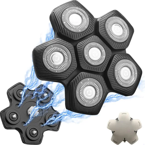 Vista 11 de 2 cabezales de repuesto universales de 5 cuchillas para afeitadora de cabeza, cuchillas de repuesto para afeitadora de cabeza