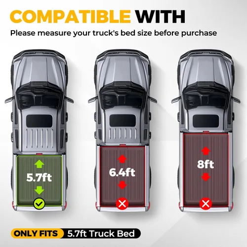 Vista 3 de Auto Dynasty FRP - Cubierta rígida de tres pliegues para caja de camioneta compatible con Ram 1500 2019-2025 de 5.7 pies sin Rambox y almacenamiento